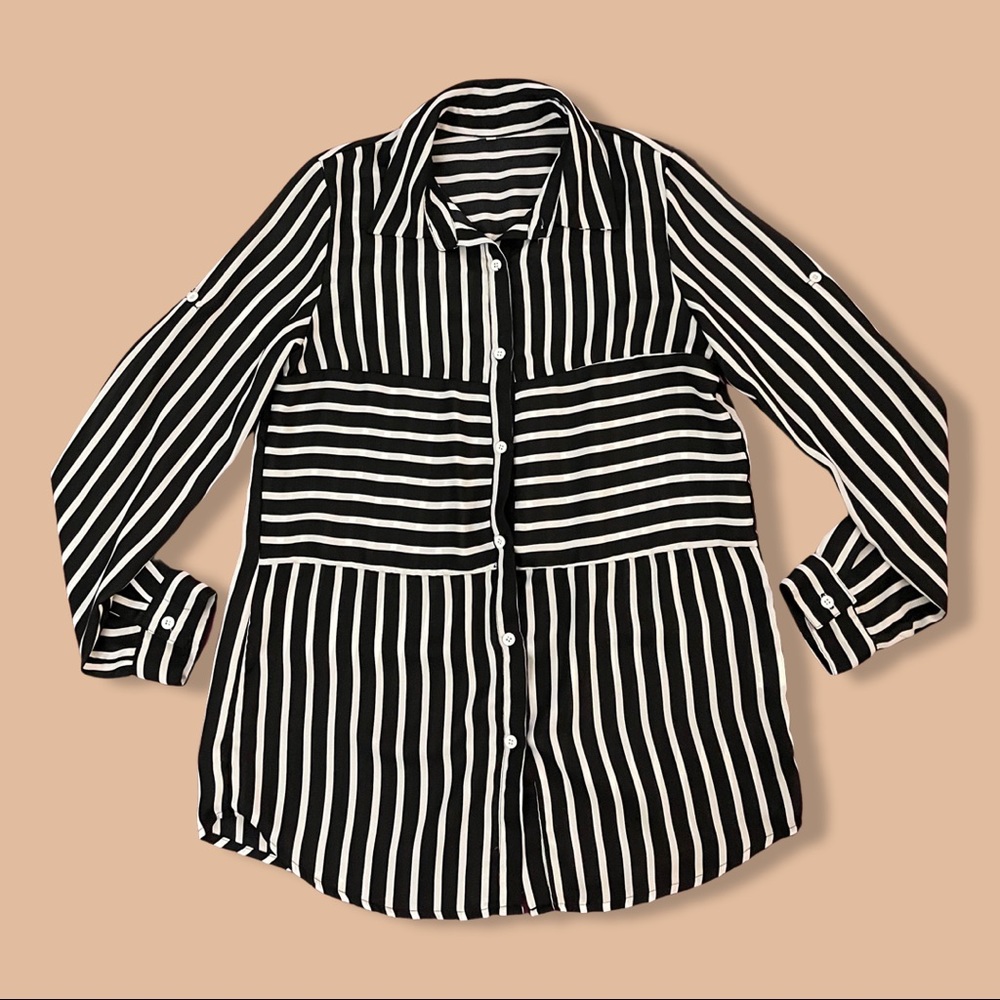Black and white stripe shirt.. Slightly transparent.